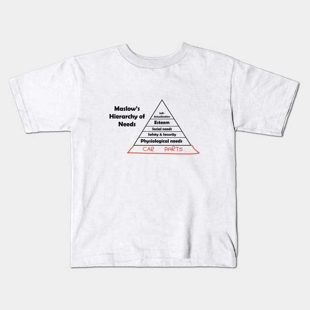 Maslow's Hierarchy of Car Parts Kids T-Shirt by Cepea